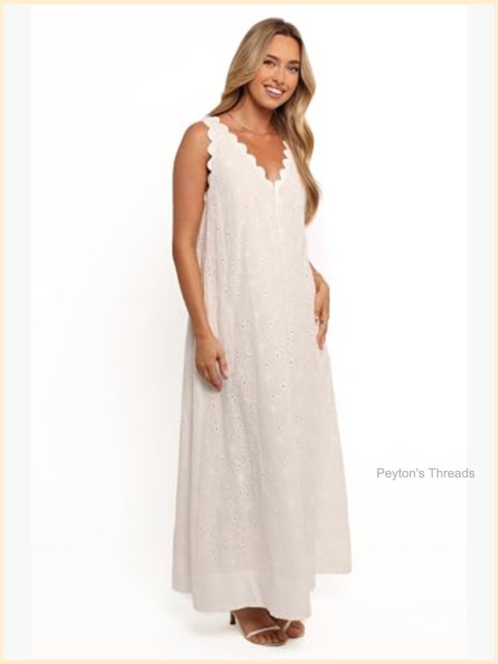 Sleeveless V-Neck Maxi Dress with Embroidery Anglaise - Picture 4 of 5
